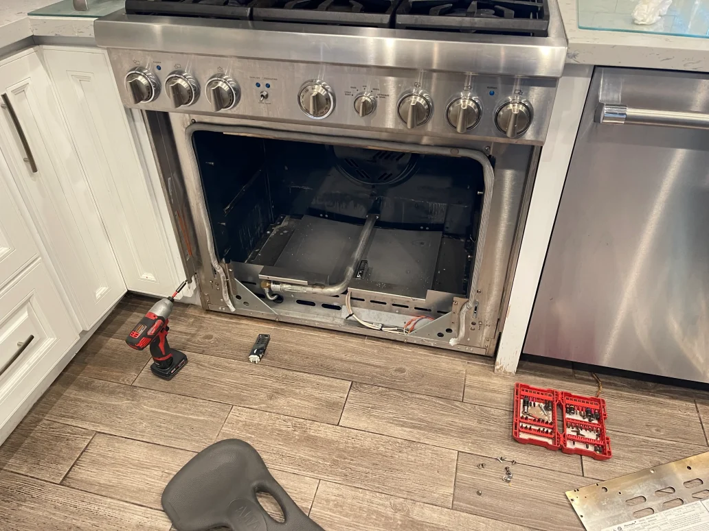 Thermador refrigerator ice maker replacement during the repair process