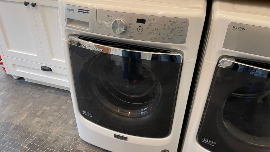 Maytag front-load washer after drain pump replacement in Los Angeles.