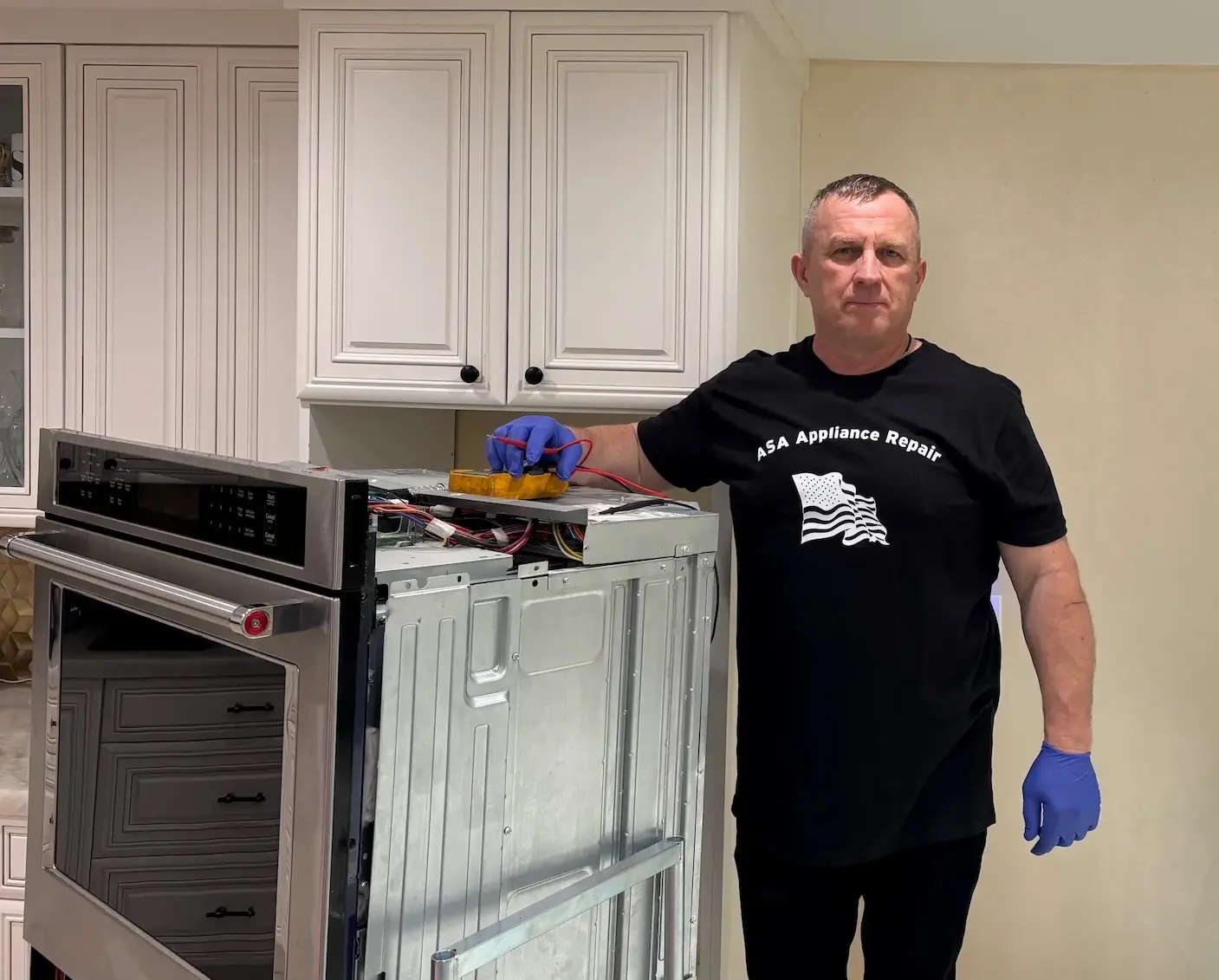 Thermador refrigerator in a modern Los Angeles kitchen after completed repair